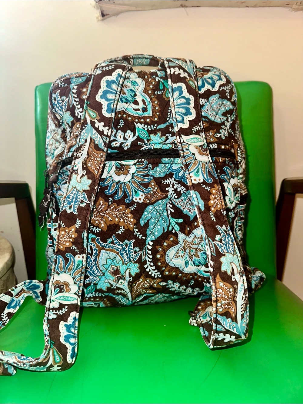 Vera Bradley Java Blue Quilted Floral Backpack - Picture 3 of 11